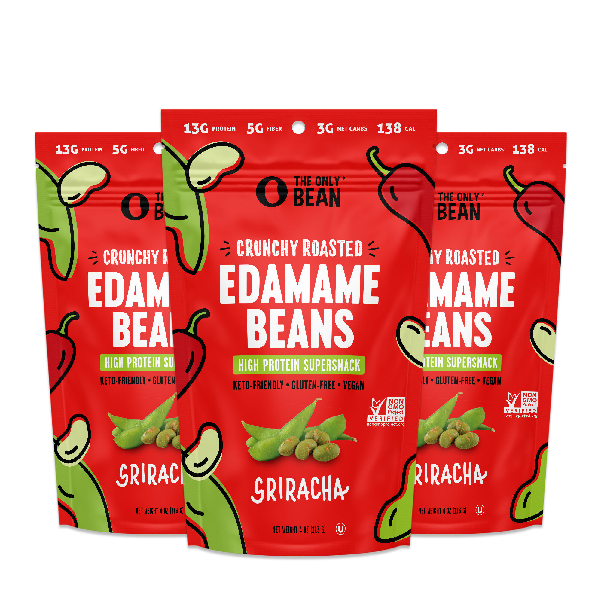 The Only Bean - Crunchy Roasted Edamame Beans - Variety Pack - 24 
